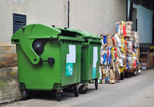 Workers at recycling sorting facility